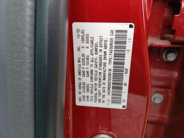 Photo 10 from auction – 2007 HONDA ACCORD EX with VIN 1HGCM56827A038136