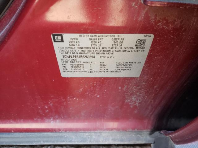 Photo 10 from auction – 2011 CHEVROLET EQUINOX LT with VIN 2CNFLPE54B6259594