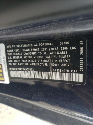 Photo 10 from auction – 2007 VOLKSWAGEN EOS 2.0T L with VIN WVWFA71F27V003532