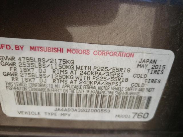 Photo 10 from auction – 2016 MITSUBISHI OUTLANDER with VIN JA4AD3A32GZ000553