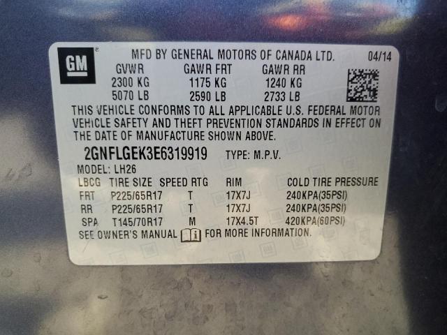 Zdjęcie 10 z aukcji – 2014 CHEVROLET EQUINOX LT z VIN 2GNFLGEK3E6319919