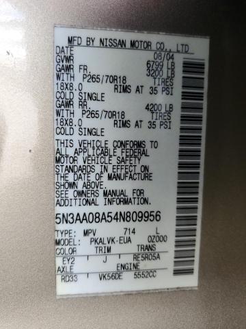 Photo 10 from auction – 2004 INFINITI QX56 with VIN 5N3AA08A54N809956