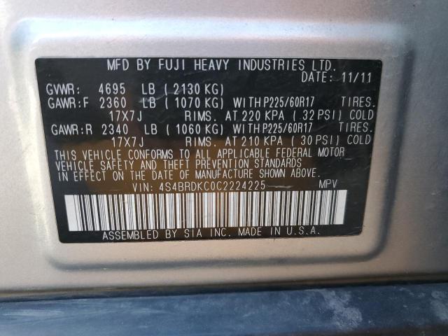 Снимка 10 от търг – 2012 SUBARU OUTBACK 3. с VIN 4S4BRDKC0C2224225