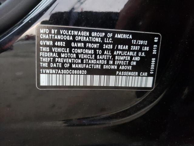 Photo 10 from auction – 2013 VOLKSWAGEN PASSAT SE with VIN 1VWBN7A30DC080820