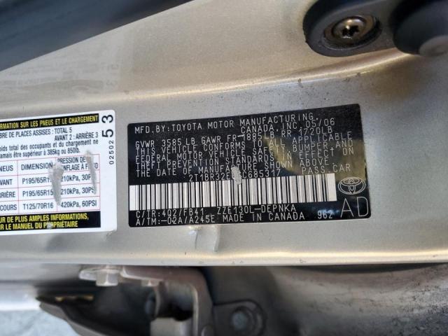 Photo 10 from auction – 2006 TOYOTA COROLLA CE with VIN 2T1BR32E06C685317