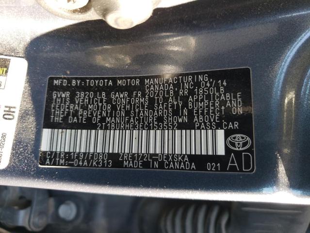 Photo 10 from auction – 2014 TOYOTA COROLLA L with VIN 2T1BURHE3EC153552