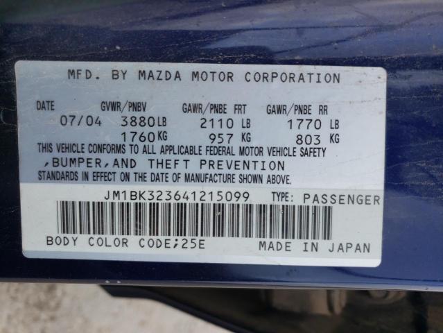 Photo 10 from auction – 2004 MAZDA 3 S with VIN JM1BK323641215099