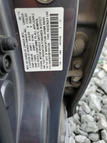 Photo 10 from auction – 2015 HONDA CIVIC LX with VIN 2HGFB2F58FH551236