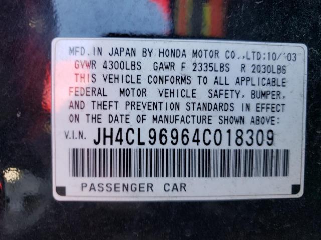 Photo 10 from auction – 2004 ACURA TSX with VIN JH4CL96964C018309
