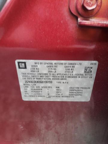 Photo 10 from auction – 2016 CHEVROLET EQUINOX LT with VIN 2GNALDEK5G6136159