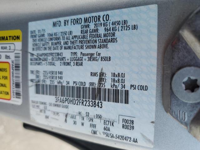 Photo 10 from auction – 2015 FORD FUSION SE with VIN 3FA6P0HD2FR233843