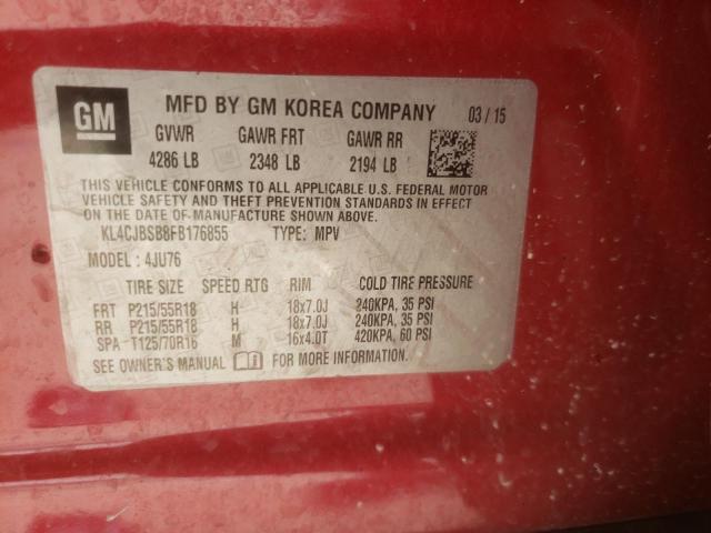 Photo 10 from auction – 2015 BUICK ENCORE CON with VIN KL4CJBSB8FB176855