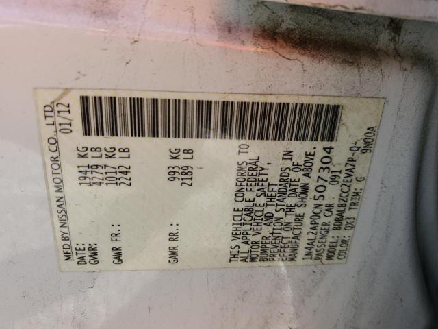 Photo 10 from auction – 2012 NISSAN ALTIMA BAS with VIN 1N4AL2AP0CN507304
