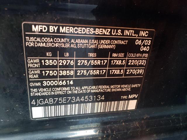 Photo 10 from auction – 2003 MERCEDES-BENZ 500-CLASS with VIN 4JGAB75E73A453134