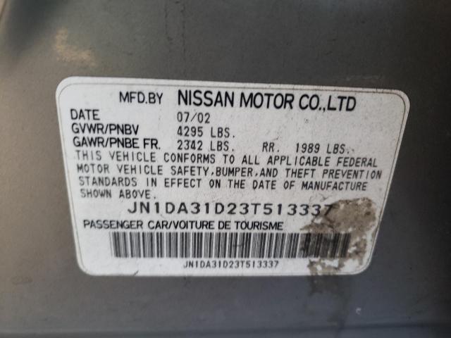 Photo 10 from auction – 2003 NISSAN MAXIMA GLE with VIN JN1DA31D23T513337