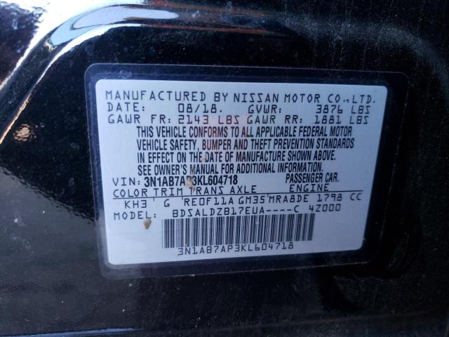 Photo 10 from auction – 2019 NISSAN SENTRA S with VIN 3N1AB7AP3KL604718