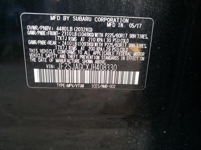 Photo 10 from auction – 2018 SUBARU FORESTER 2 with VIN JF2SJAGCXJH408330