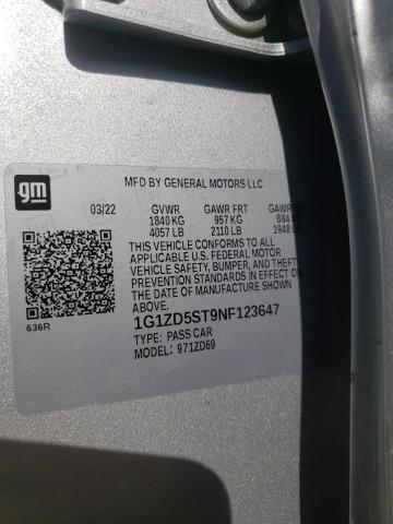 Foto 10 de la subasta – 2022 CHEVROLET MALIBU LT con VIN 1G1ZD5ST9NF123647