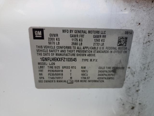 Photo 10 from auction – 2015 CHEVROLET EQUINOX LT with VIN 1GNFLHEKXFZ103545