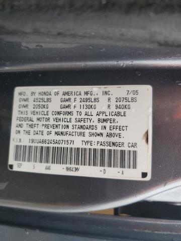 Photo 10 from auction – 2005 ACURA TL with VIN 19UUA66245A071571