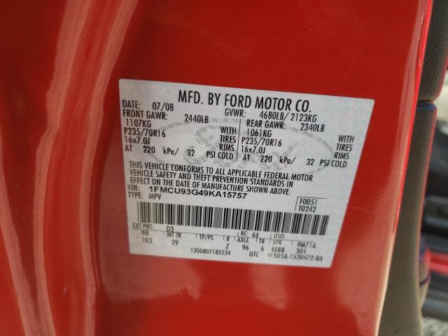 Photo 10 from auction – 2009 FORD ESCAPE XLT with VIN 1FMCU93G49KA15757