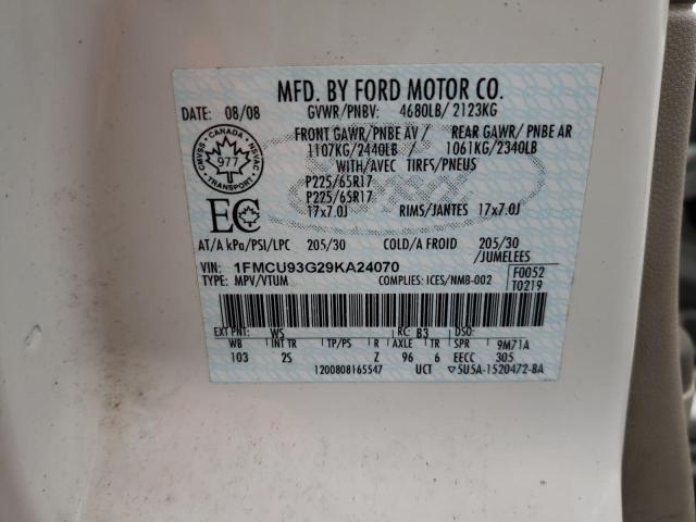 Photo 10 from auction – 2009 FORD ESCAPE XLT with VIN 1FMCU93G29KA24070