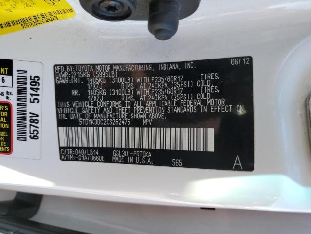 Photo 10 from auction – 2012 TOYOTA SIENNA XLE with VIN 5TDYK3DC2CS262476