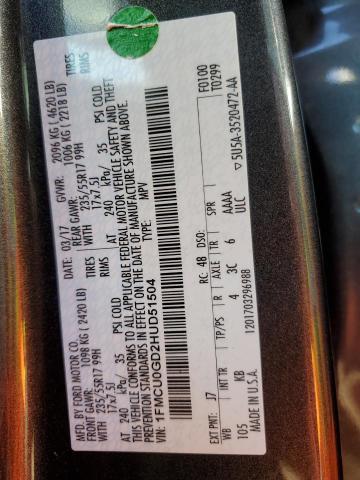 Photo 10 from auction – 2017 FORD ESCAPE SE with VIN 1FMCU0GD2HUD51504