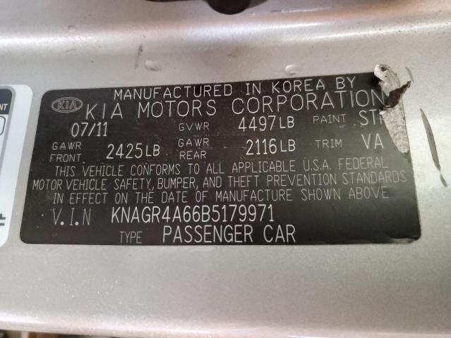 Photo 10 from auction – 2011 KIA OPTIMA SX with VIN KNAGR4A66B5179971