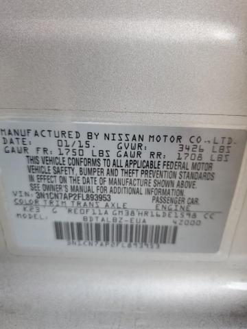 Photo 10 from auction – 2015 NISSAN VERSA S with VIN 3N1CN7AP2FL893953