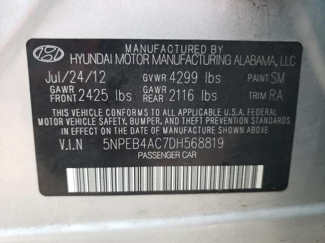 Photo 10 from auction – 2013 HYUNDAI SONATA GLS with VIN 5NPEB4AC7DH568819