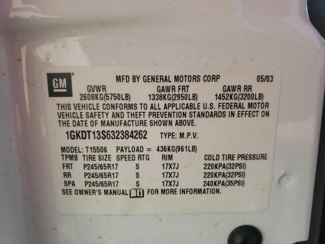 Photo 10 from auction – 2003 GMC ENVOY with VIN 1GKDT13S632384262