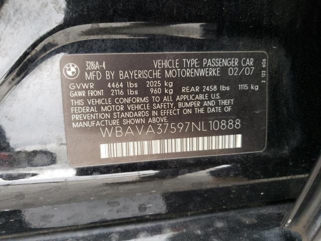 Photo 10 from auction – 2007 BMW 328 I with VIN WBAVA37597NL10888