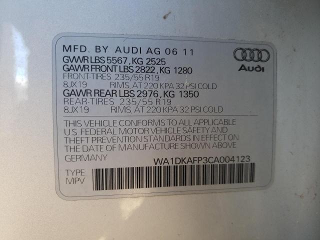 Photo 10 from auction – 2012 AUDI Q5 with VIN WA1DKAFP3CA004123