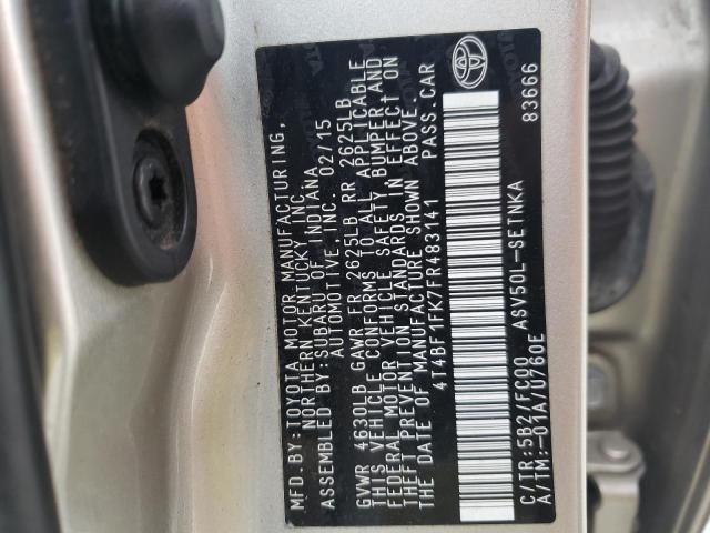 Photo 10 from auction – 2015 TOYOTA CAMRY LE with VIN 4T4BF1FK7FR483141