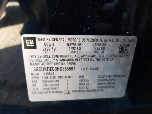 Photo 10 from auction – 2017 CHEVROLET SILVERADO with VIN 3GCUKREC0HG355681