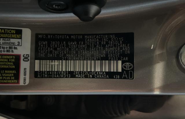 Photo 10 from auction – 2015 TOYOTA COROLLA L with VIN 2T1BURHE6FC337871