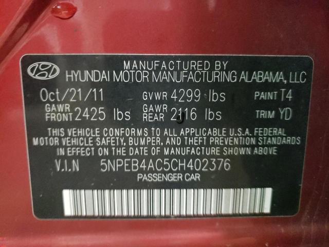 Photo 10 from auction – 2012 HYUNDAI SONATA with VIN 5NPEB4AC5CH402376
