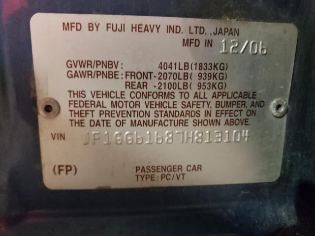 Photo 10 from auction – 2007 SUBARU IMPREZA 2. with VIN JF1GG61687H813104