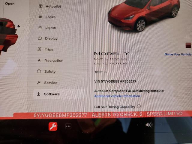 Photo 8 from auction – 2021 TESLA MODEL Y with VIN 5YJYGDEE8MF202277