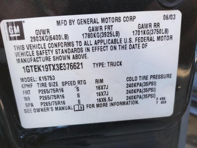 Photo 10 from auction – 2003 GMC NEW SIERRA with VIN 1GTEK19TX3E376621