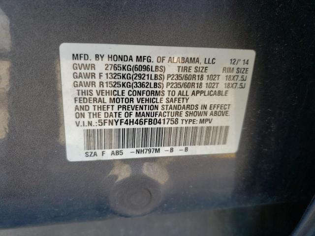 Photo 10 from auction – 2015 HONDA PILOT EX with VIN 5FNYF4H46FB041758