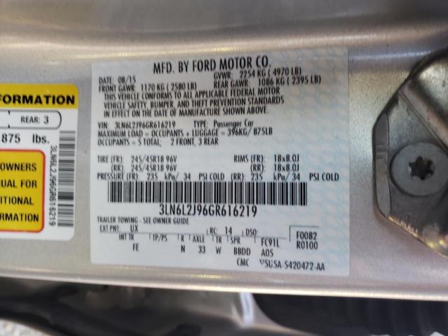 Photo 10 from auction – 2016 LINCOLN MKZ with VIN 3LN6L2J96GR616219