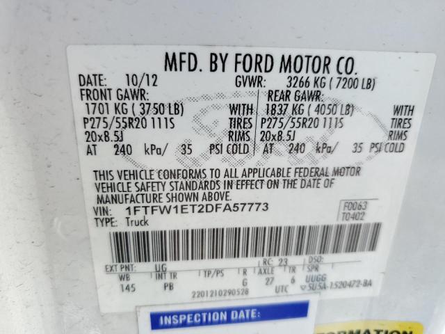 Photo 10 from auction – 2013 FORD F150 SUPER with VIN 1FTFW1ET2DFA57773