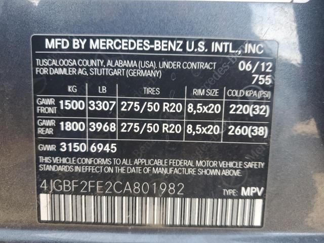 Photo 10 from auction – 2012 MERCEDES-BENZ GL 350 BLU with VIN 4JGBF2FE2CA801982