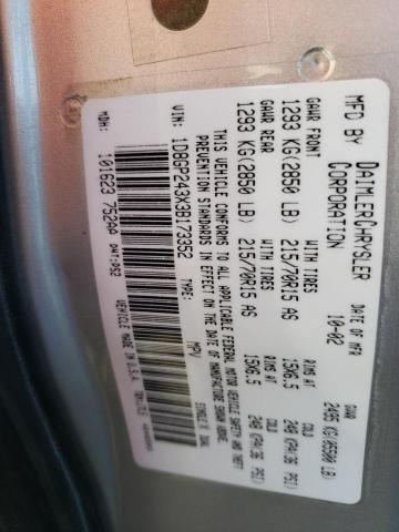 Photo 10 from auction – 2003 DODGE GRAND CARA with VIN 1D8GP243X3B173352