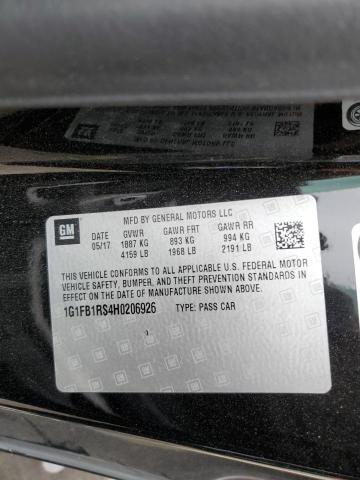 Photo 10 from auction – 2017 CHEVROLET CAMARO LT with VIN 1G1FB1RS4H0206926
