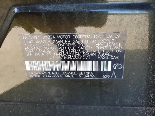 Photo 10 from auction – 2010 LEXUS ES 350 with VIN JTHBK1EG4A2351271