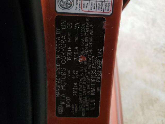 Photo 10 from auction – 2008 KIA SPECTRA with VIN KNAFE161585015817