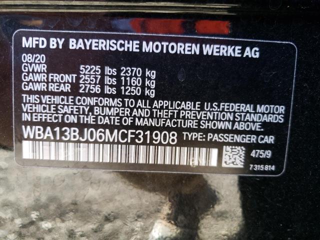 Photo 10 from auction – 2021 BMW 530 XI with VIN WBA13BJ06MCF31908